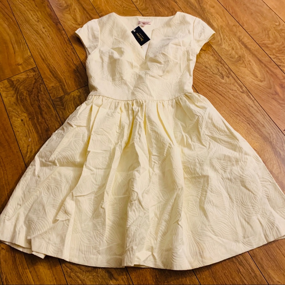 NWT JUICY COUTURE FLORAL CREAM CAP DRESS 4 SMALL